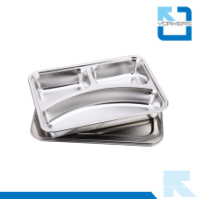 3 Compartment Stainless Steel Food Tray Plate for Kids